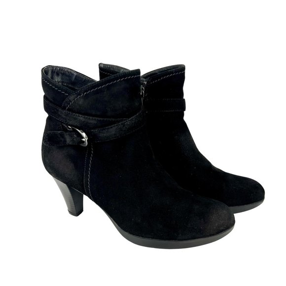 Blondo Imane Womens Black Waterproof Suede Heeled Zip Ankle Booties size 7 - Picture 1 of 16